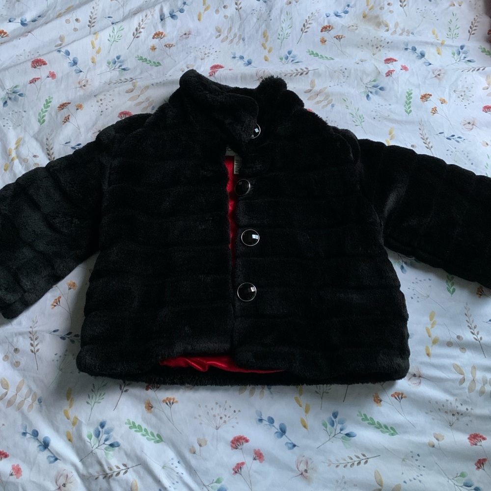 Cherokee Black Faux Fur Kids Puffer Jacket